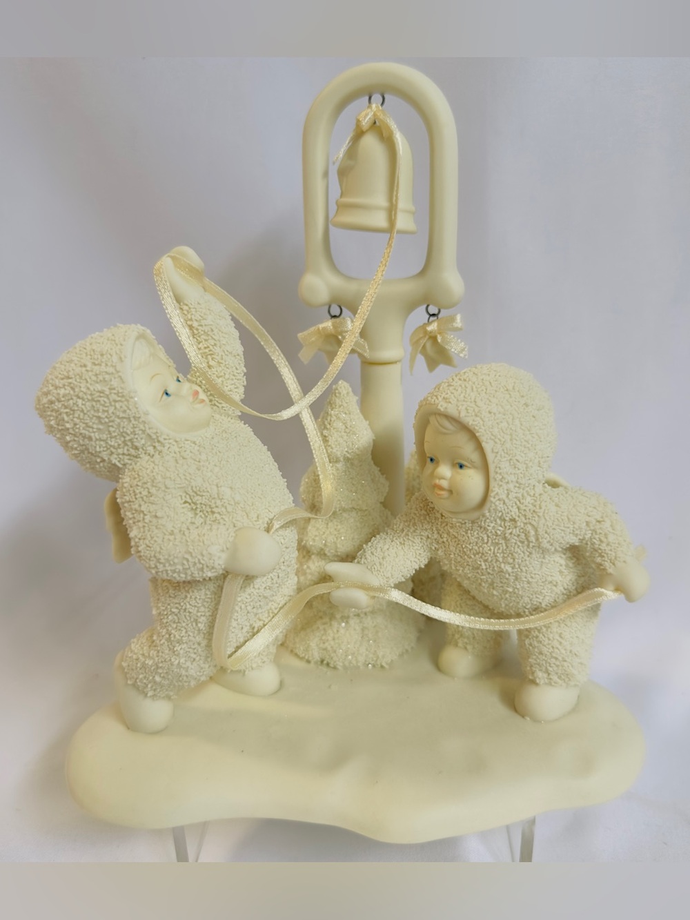 Vtg Department 56 1995 Snow Babies "Ring the Bell It's Christmas" 3 Babies with